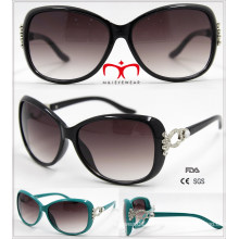 Nuevas gafas de sol de plástico de las señoras con la decoración del metal (WSP601531)
